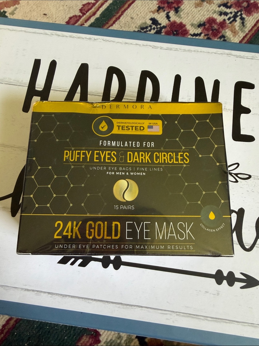 24K Gold Eye Mask for Puffy Eyes & Dark Circles - Gold/Black